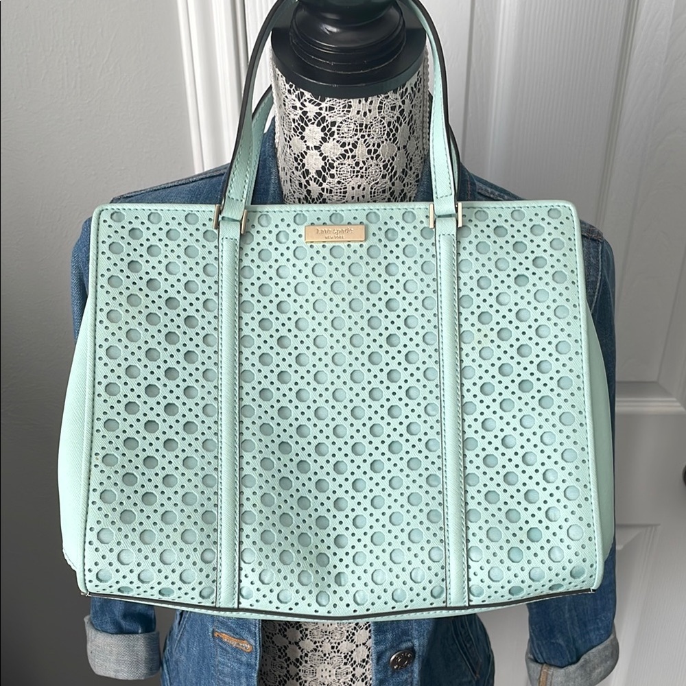 Kate Spade Pastel Aqua Blue Convertible Handbag - Picture 16 of 17